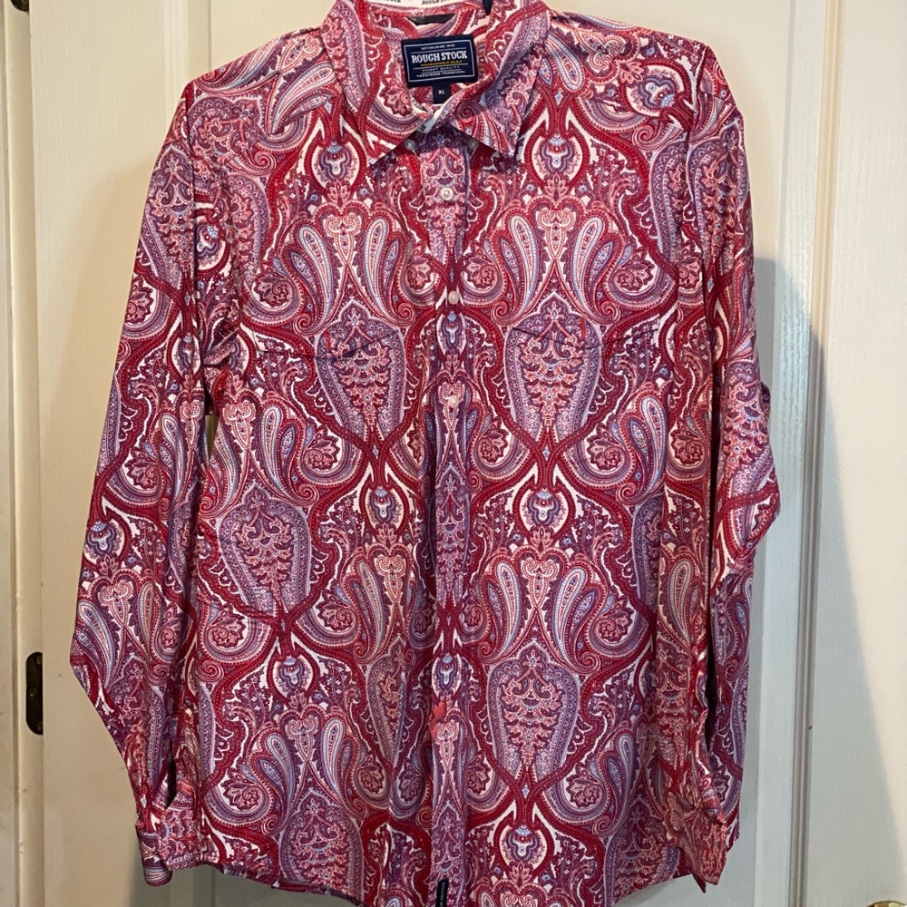 Rough Stock Paisley Long Sleeve Western Shirt Men XL